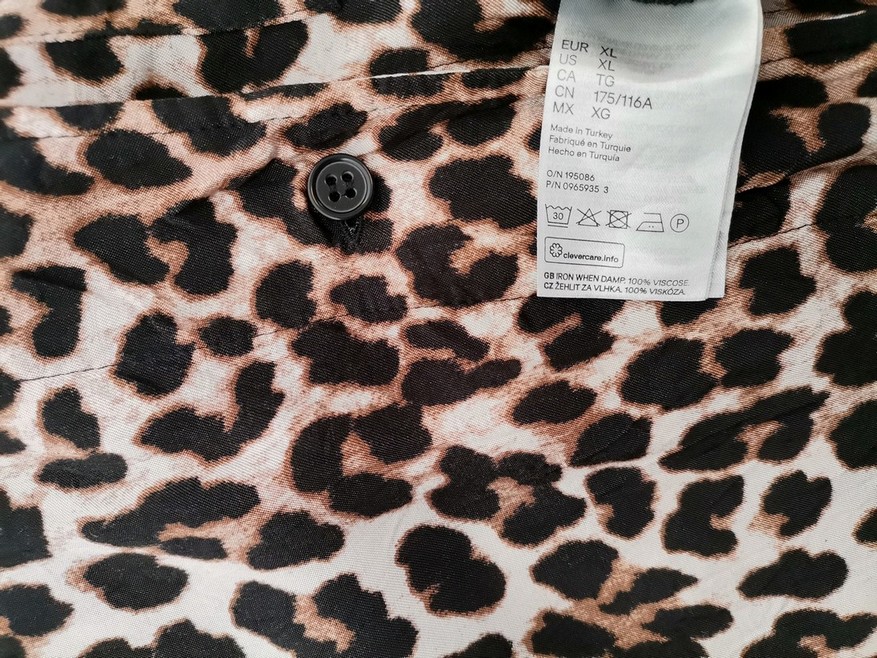 IMG_20220809_122513.jpg H&m Rozmiar XL Kolor Brązowy Panterka Kołnierz Bluzka Krótki rękaw Materiał Wiskoza 100%