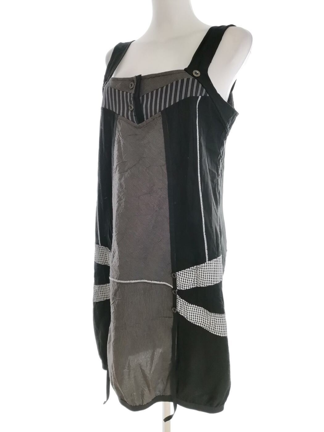Wearhouse Rozmiar M Kolor Czarny Krata Kwadratowy dekolt Sukienka A-Line Bezrękawnik Do Kolan Materiał Bawełna Wearhouse Rozmiar M Kolor Czarny Krata Kwadratowy dekolt Sukienka A-Line Bezrękawnik Do Kolan Materiał Bawełna