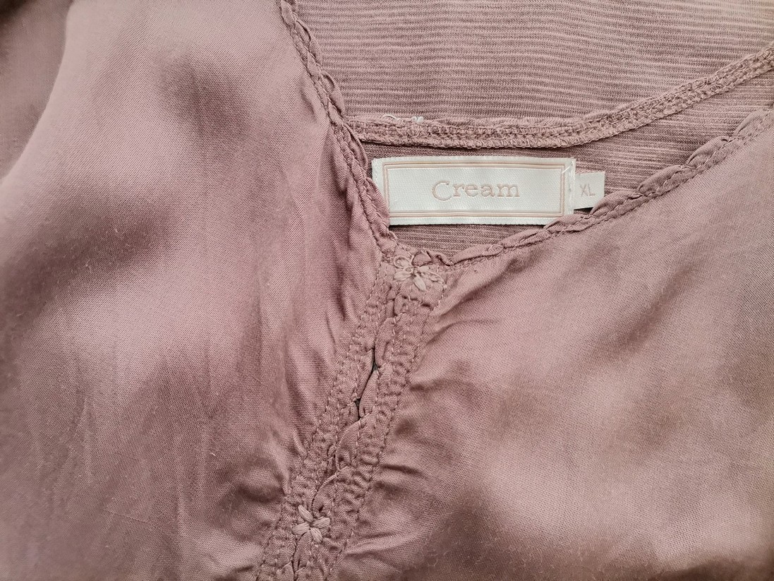 Cream Rozmiar XL Kolor Brązowy W serek Sukienka A-Line Bezrękawnik Midi Materiał Wiskoza 100% Cream Rozmiar XL Kolor Brązowy W serek Sukienka A-Line Bezrękawnik Midi Materiał Wiskoza 100%