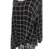 DIA DIA design Rozmiar 4XL Kolor Czarny Krata Okrągły dekolt Tunika Bluzka Rękaw 3/4 Materiał Wiskoza 100%