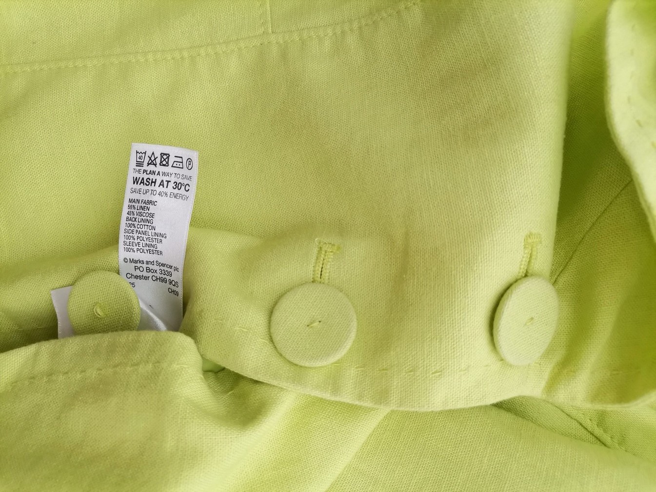 IMG_20220810_113731.jpg Marks&spencer Rozmiar 22 (50) Kolor Zielony Kołnierz Żakiet z zapięciem Krótki rękaw Materiał Len