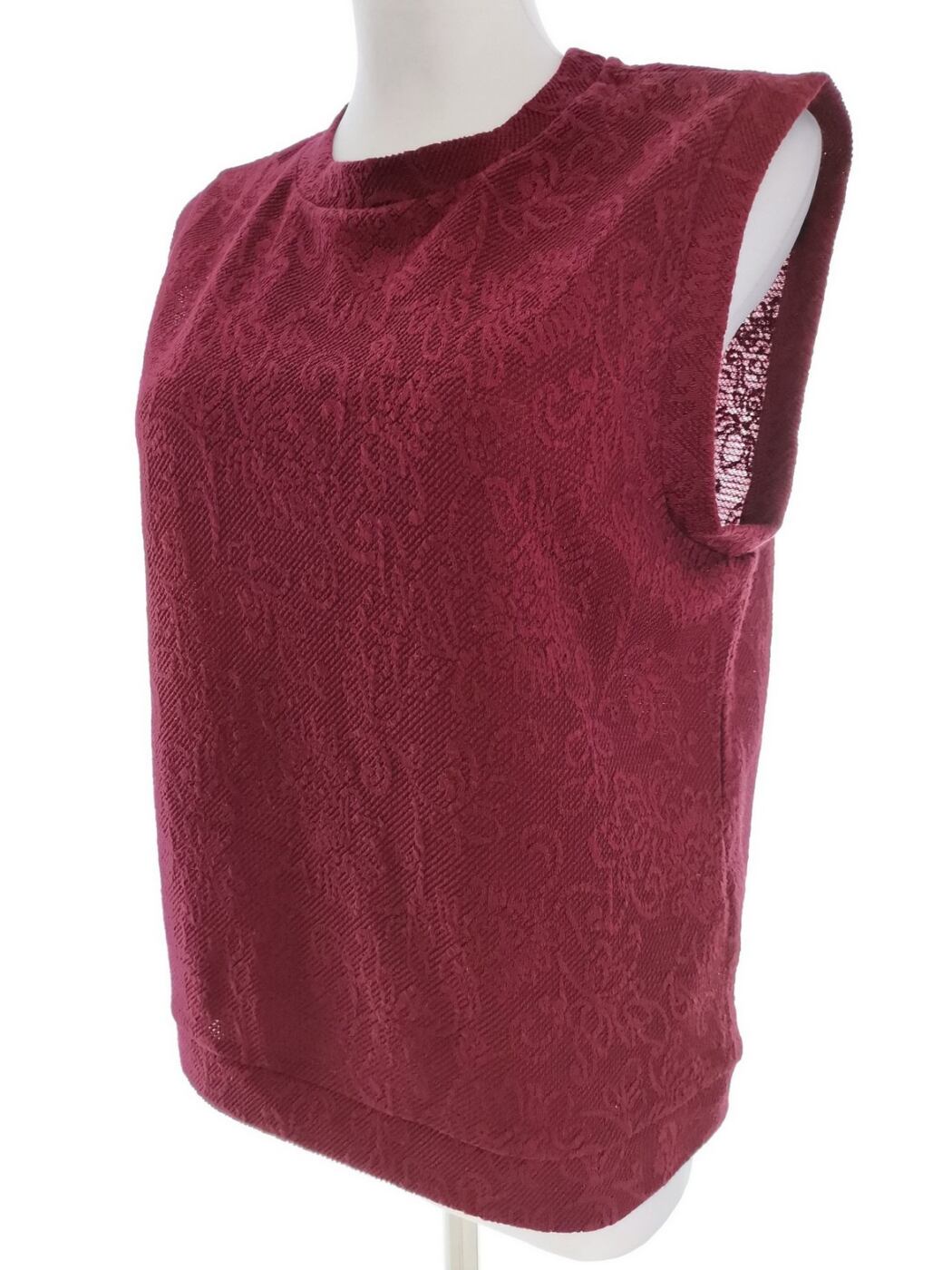 Only Rozmiar S Kolor Bordowy Crew Neck Bluzka Bezrękawnik Materiał Bawełna