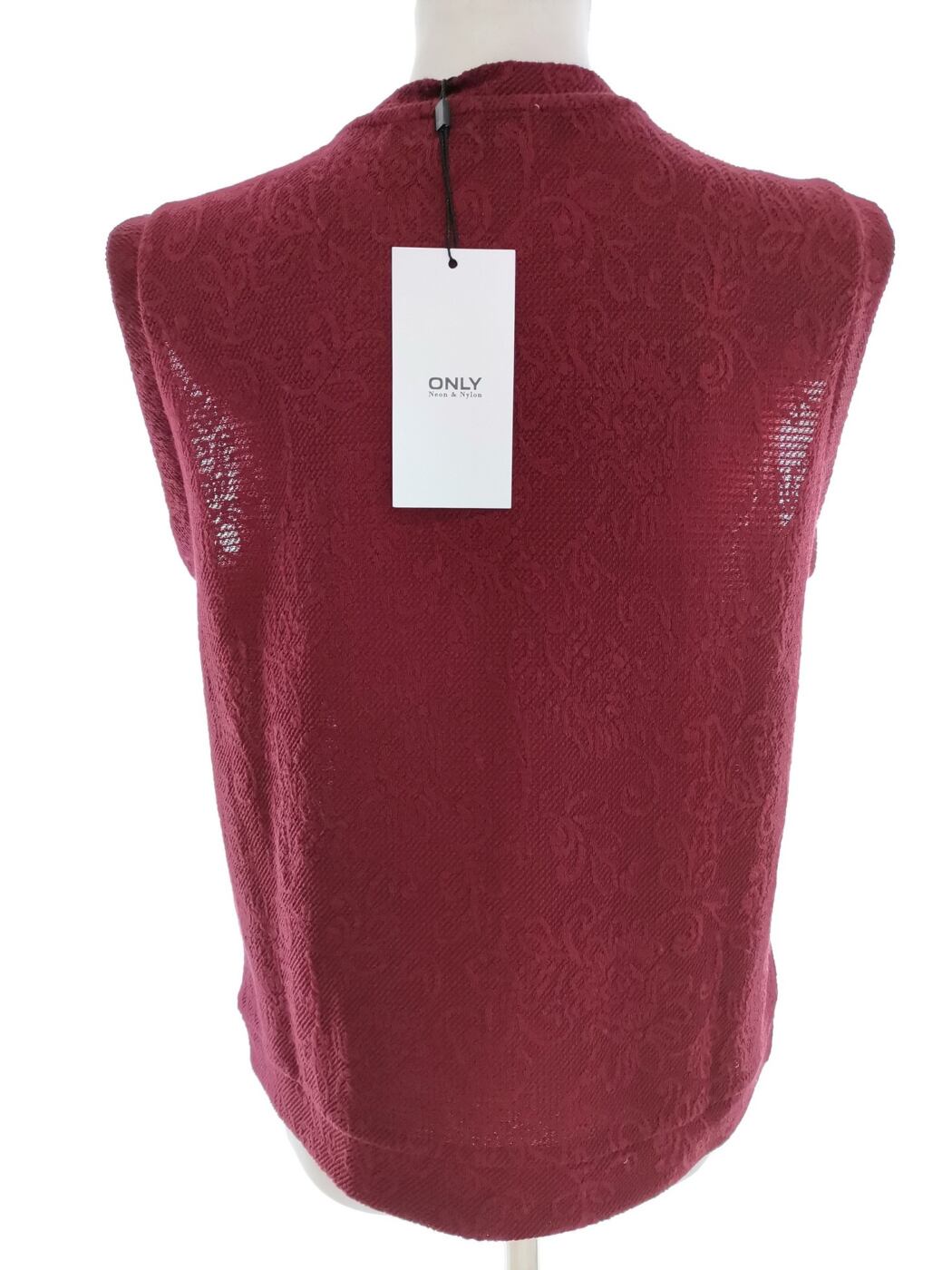 Only Rozmiar S Kolor Bordowy Crew Neck Bluzka Bezrękawnik Materiał Bawełna