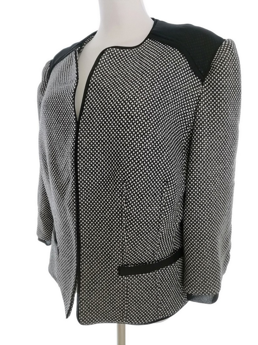 Kaliko Rozmiar 18 (46) Kolor Czarny Split Crew Neck Żakiet Haczyk Rękaw 3/4 Materiał Dziewicza Wełna