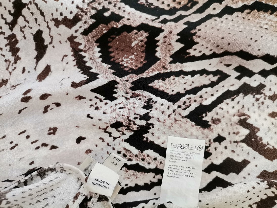 River island Rozmiar 16 (42) Kolor Kremowy Panterka Okrągły dekolt Bluzka Krótki rękaw