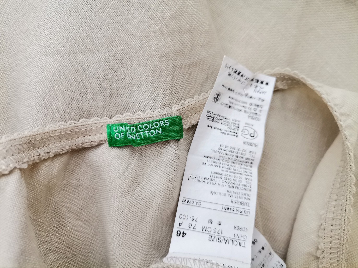 United colors benetton Rozmiar 46 Kolor Kremowy A-Line Spódnica Do Kolan Materiał Len 100%