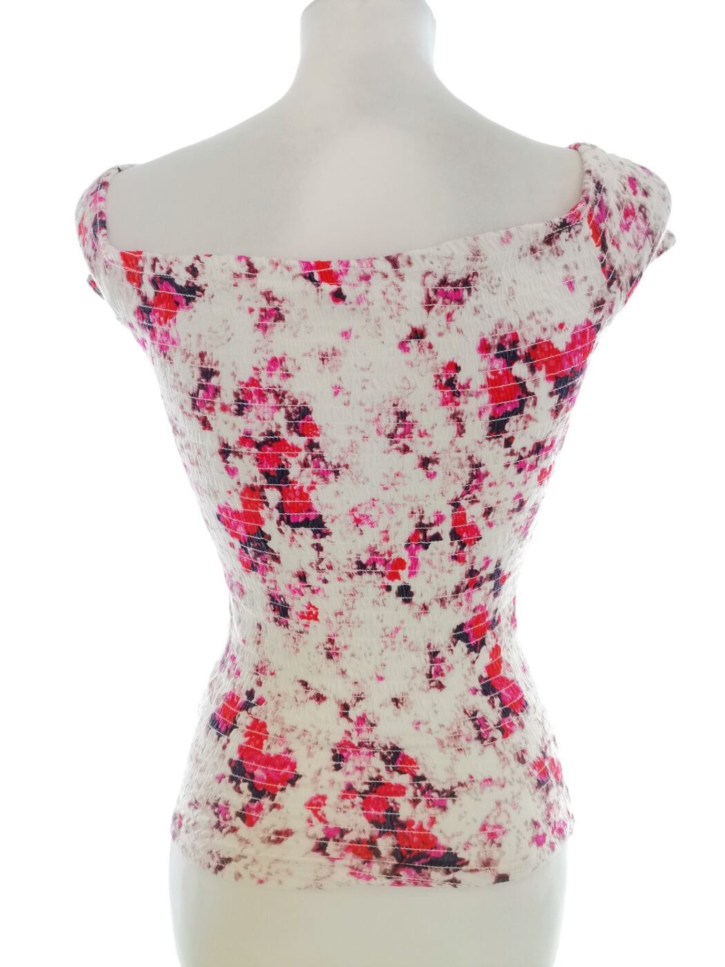 IMG_20220811_131817.jpg Guess Rozmiar XS Kolor Kremowy W łódkę Bluzka Krótki rękaw Materiał Rayon 100%