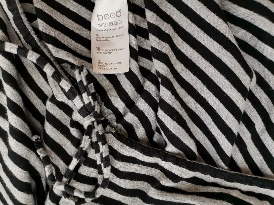 Boob Rozmiar M Kolor Czarny Pasy Okrągły dekolt Tunika Bluzka Długi rękaw Materiał Bawełna 100% Boob Rozmiar M Kolor Czarny Pasy Okrągły dekolt Tunika Bluzka Długi rękaw Materiał Bawełna 100%
