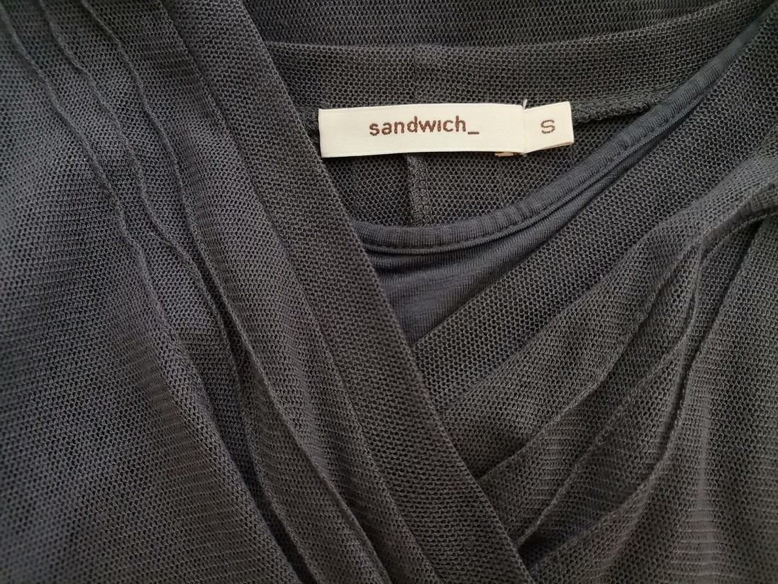 Sandwich Rozmiar S Kolor Granatowy Drapowany dekolt Tunika Bluzka Długi rękaw Sandwich Rozmiar S Kolor Granatowy Drapowany dekolt Tunika Bluzka Długi rękaw