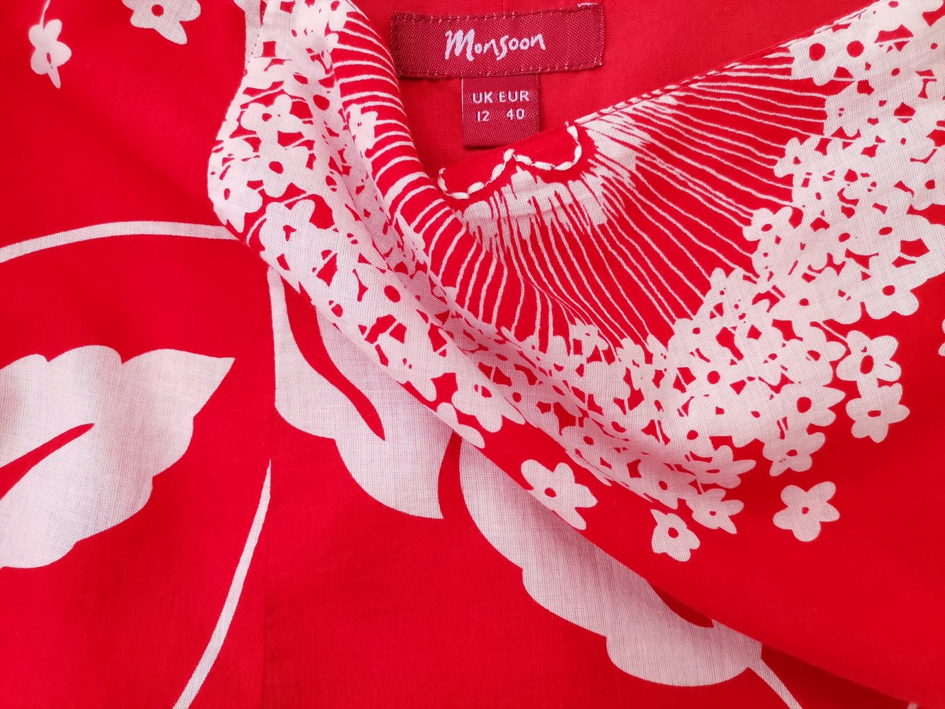 Monsoon Rozmiar 12 (40) Kolor Czerwony A-Line Spódnica Midi Materiał Bawełna 100%
