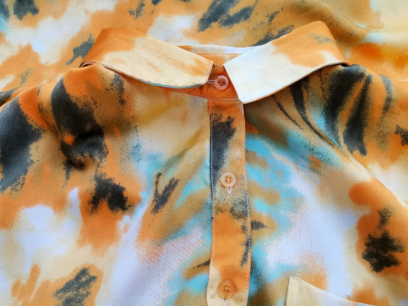 Vintage Rozmiar 42/44 Kolor Pomarańczowy Kołnierz Tunika Zapinana Bluzka Długi rękaw Vintage Rozmiar 42/44 Kolor Pomarańczowy Kołnierz Tunika Zapinana Bluzka Długi rękaw