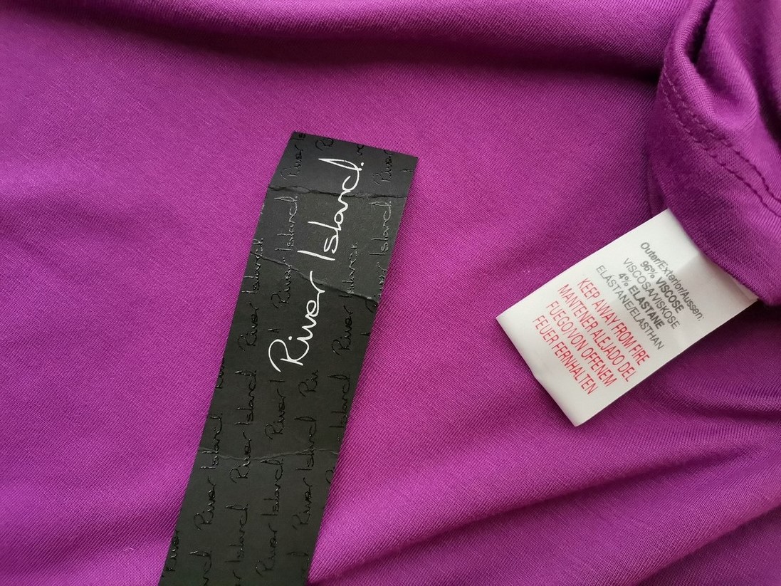 River island Rozmiar M/L Kolor Fioletowy W łódkę Tunika Bluzka Rękaw 3/4 Materiał Wiskoza