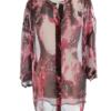 Ze - ze Rozmiar 46/48 Kolor Purpurowy Panterka Split Crew Neck Bluzka Zapinana Rękaw 3/4