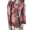 Ze - ze Rozmiar 46/48 Kolor Purpurowy Panterka Split Crew Neck Bluzka Zapinana Rękaw 3/4