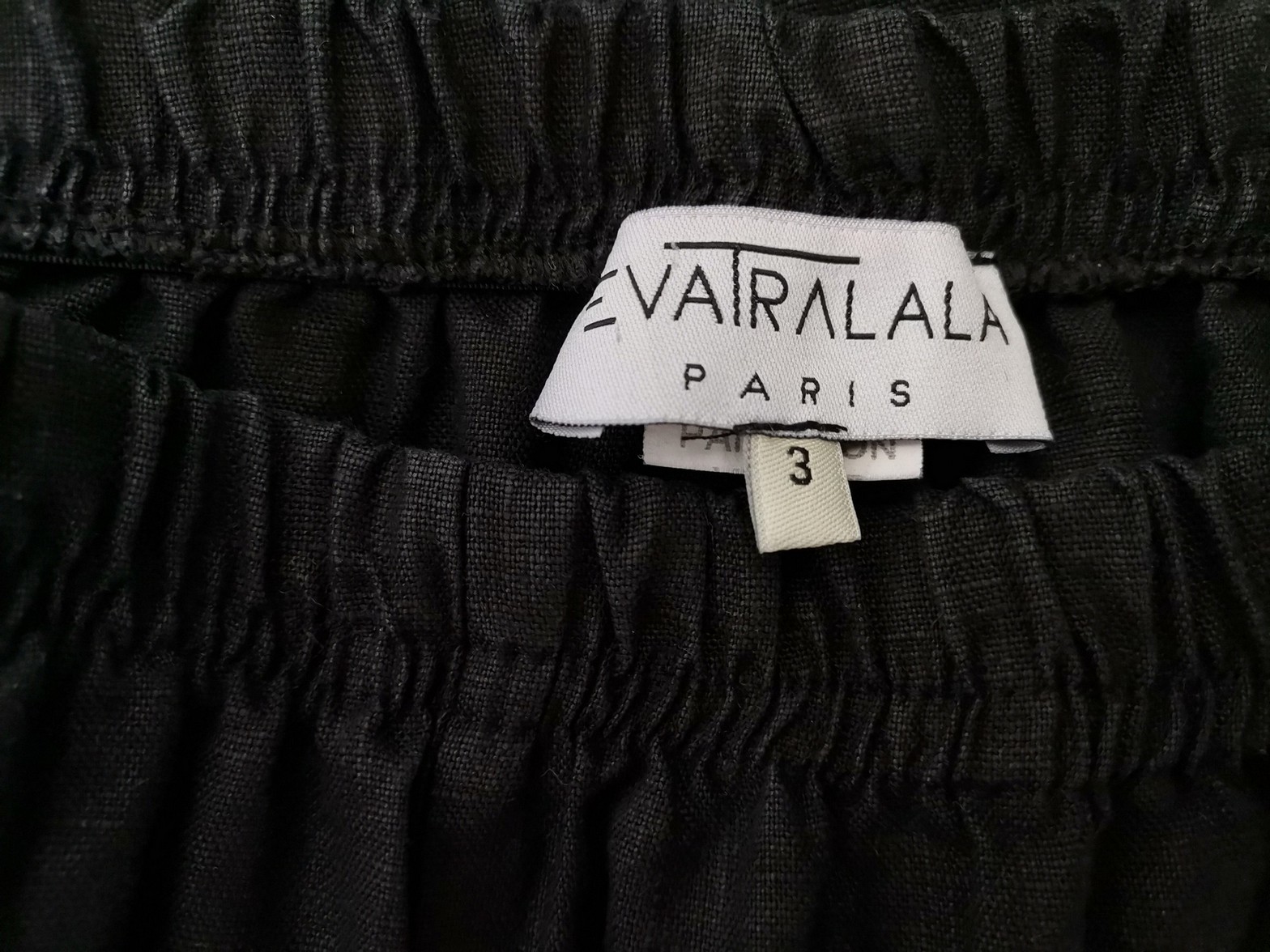 IMG_20220818_094007.jpg Eva Tralala Paris Rozmiar 3 (40) Kolor Czarny Spodnie Casual Materiał Len 100%