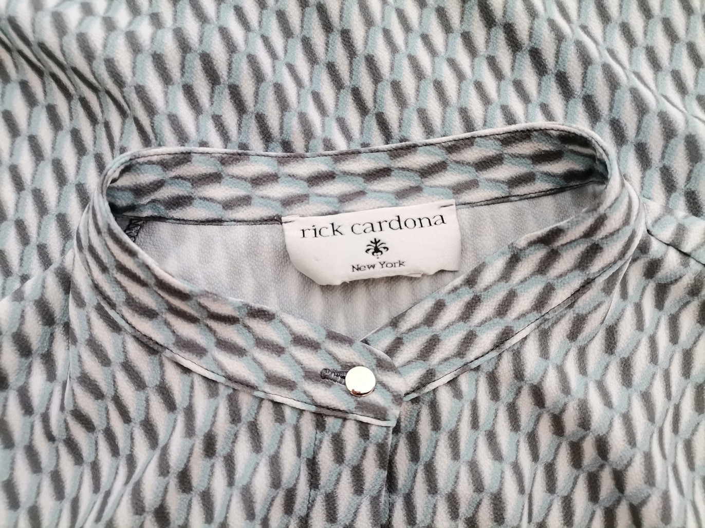 Rick Cardona Rozmiar 38 Kolor Niebieski Crew Neck Bluzka Zapinana Rękaw 3/4