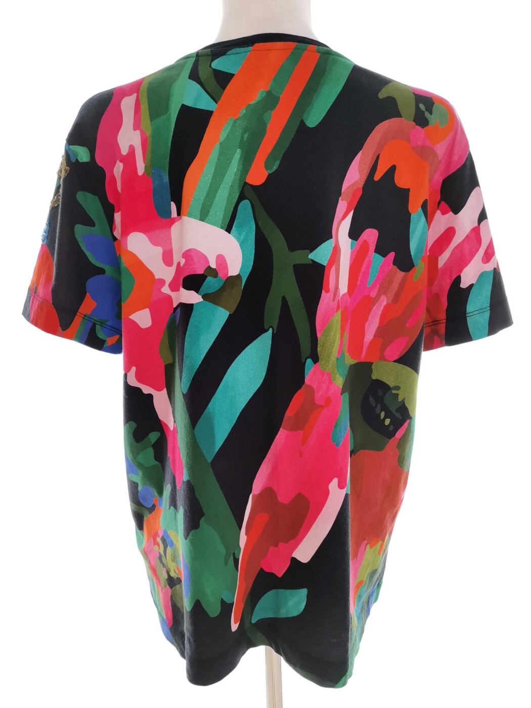 Escada Rozmiar L Kolor Kolorowa Crew Neck Bluzka Krótki rękaw Materiał Bawełna 100%