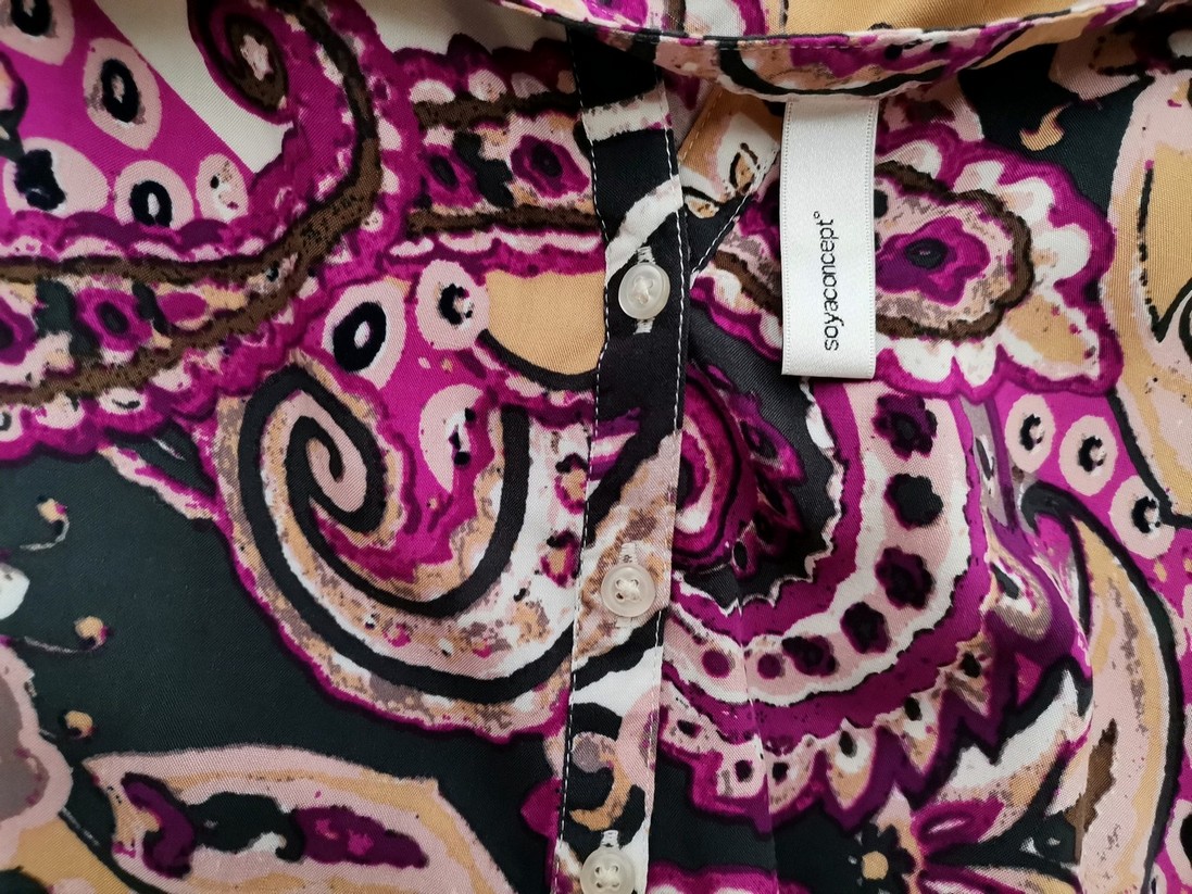 Soyaconcept Rozmiar L Kolor Różowy Paisley Split Crew Neck Tunika Popover Bluzka Długi rękaw Materiał Wiskoza 100%