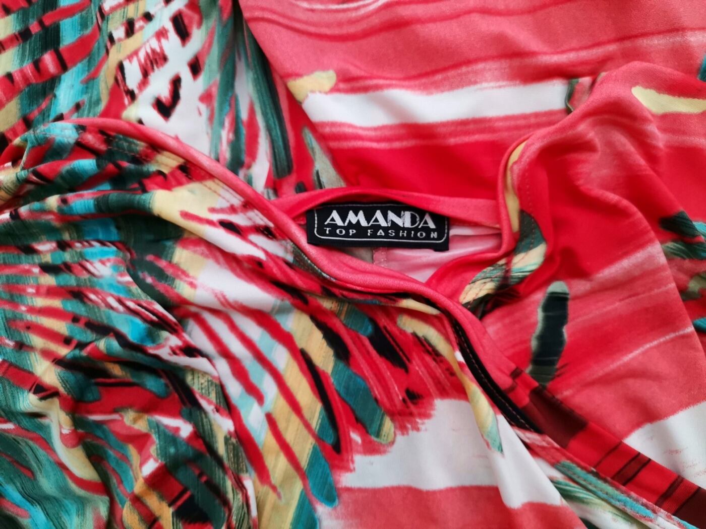 Amanda TOP FASHION Rozmiar 4 (46) W serek Sukienka Zawijana Krótki rękaw Midi