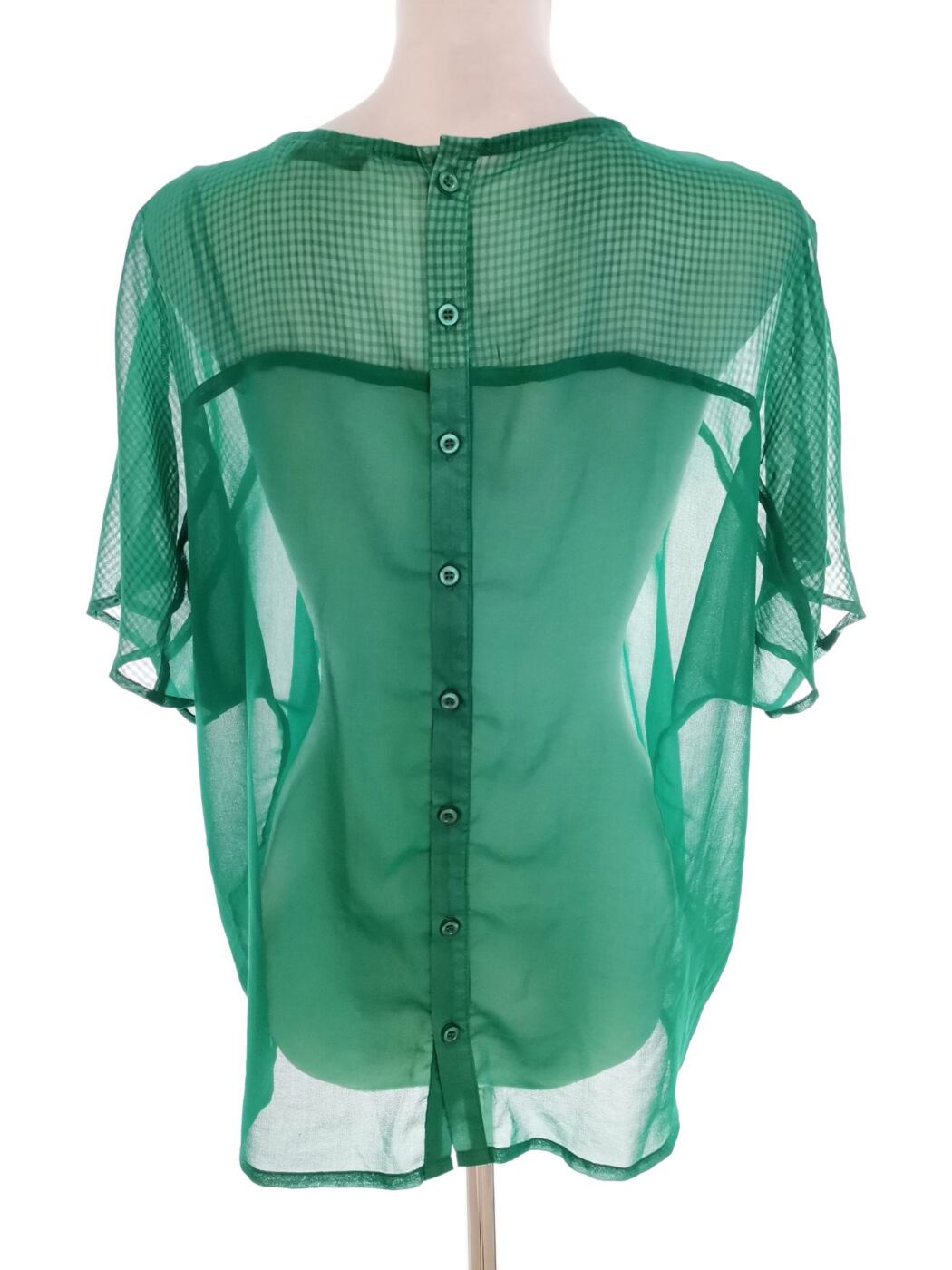 IMG_20220819_123129.jpg Vero moda Rozmiar XS/S Kolor Zielony Krata Dekolt U Bluzka Krótki rękaw