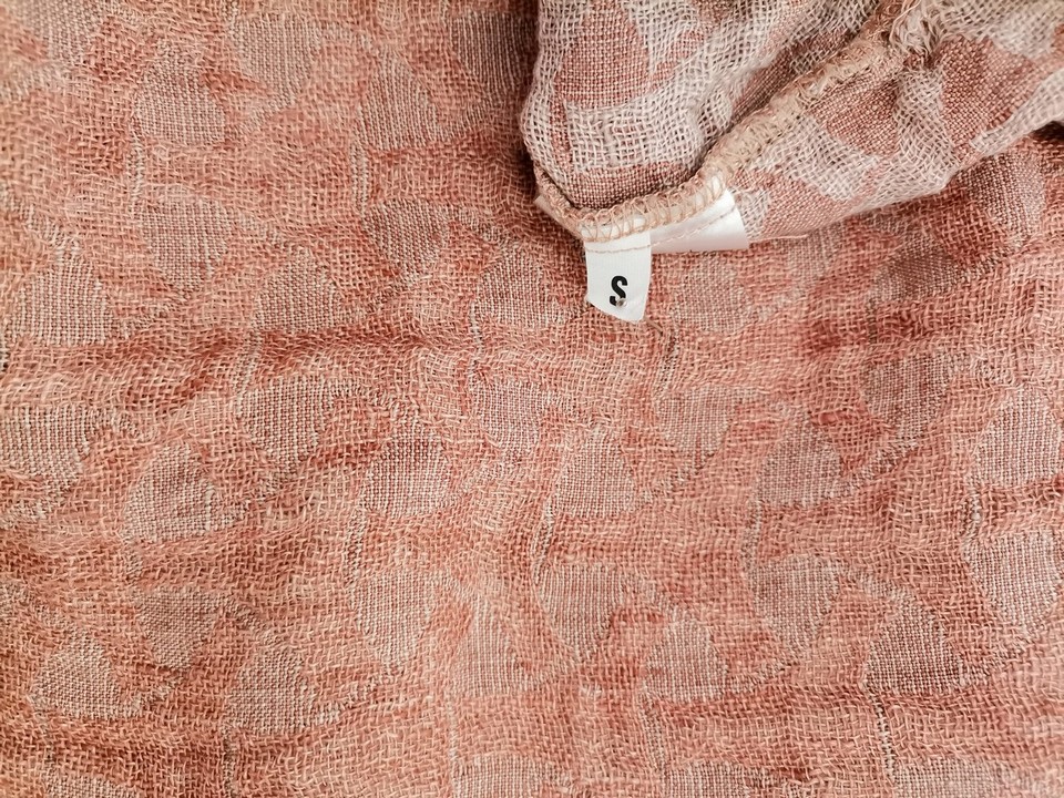 Vintage Rozmiar S Kolor Różowy Drapowany dekolt Tunika Bluzka Rękaw 3/4 Materiał Len 100%