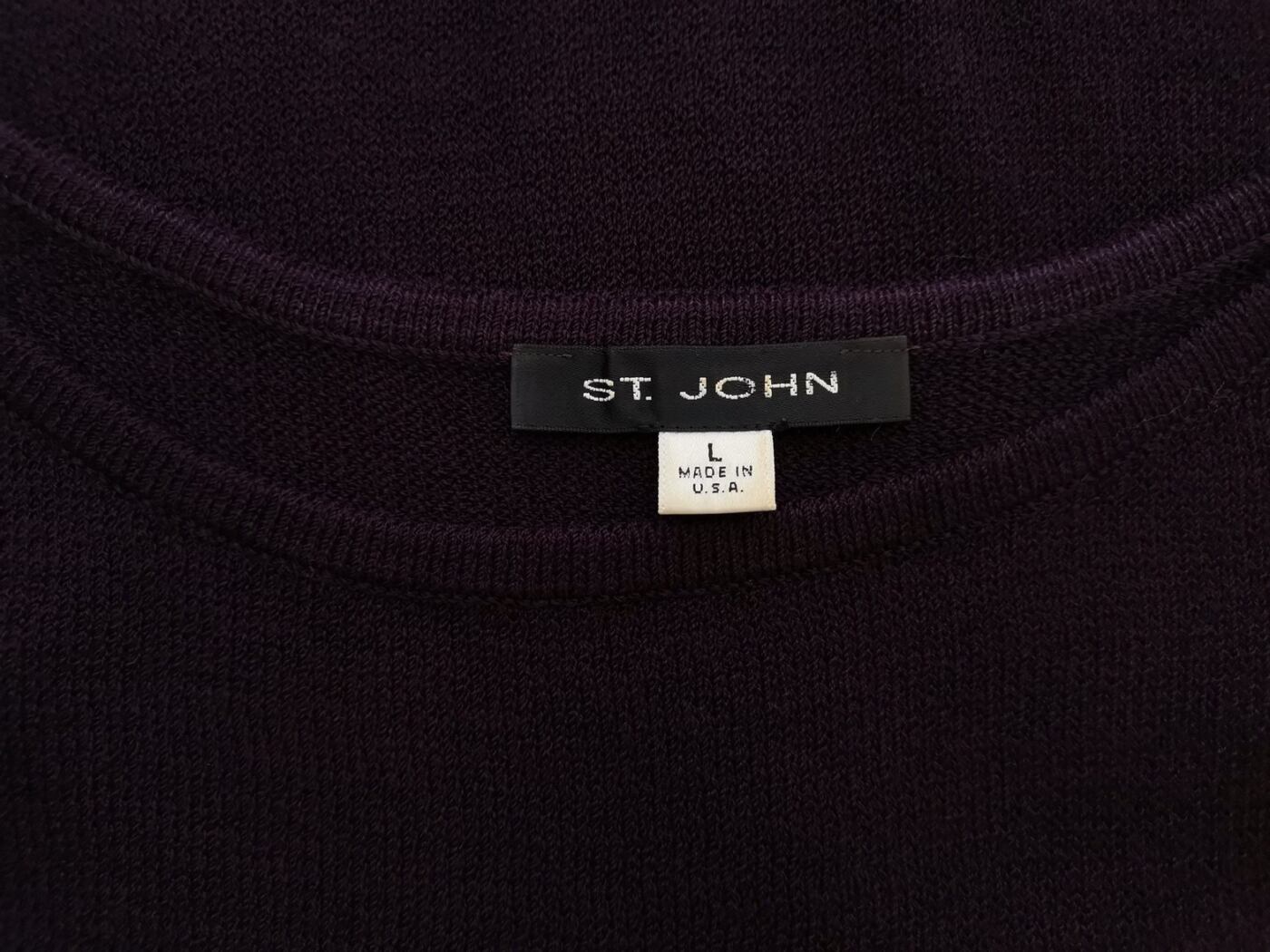 ST. JOHN Rozmiar L Kolor Fioletowy Dekolt U Bluzka Bezrękawnik Materiał Wełna