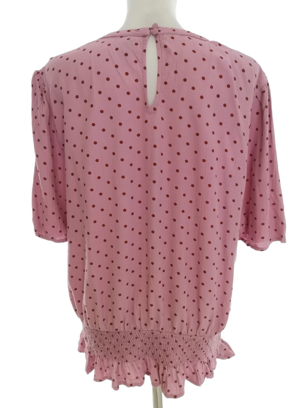 Vero moda Rozmiar XL Kolor Różowy Grochy Crew Neck Bluzka Krótki rękaw Materiał Wiskoza 100%