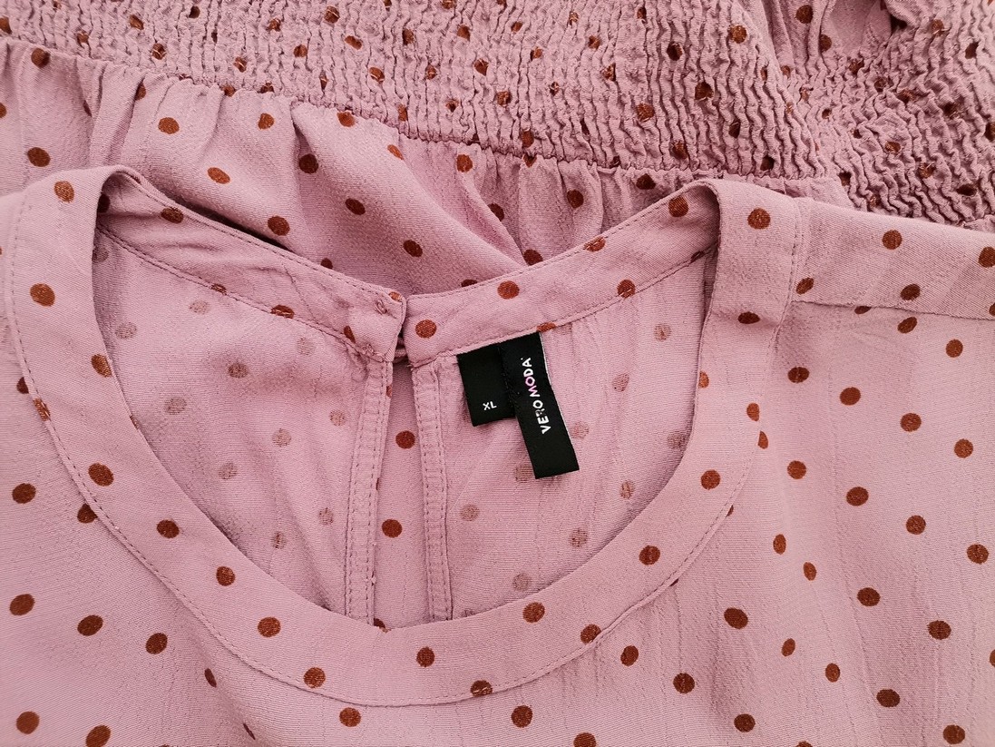 Vero moda Rozmiar XL Kolor Różowy Grochy Crew Neck Bluzka Krótki rękaw Materiał Wiskoza 100%