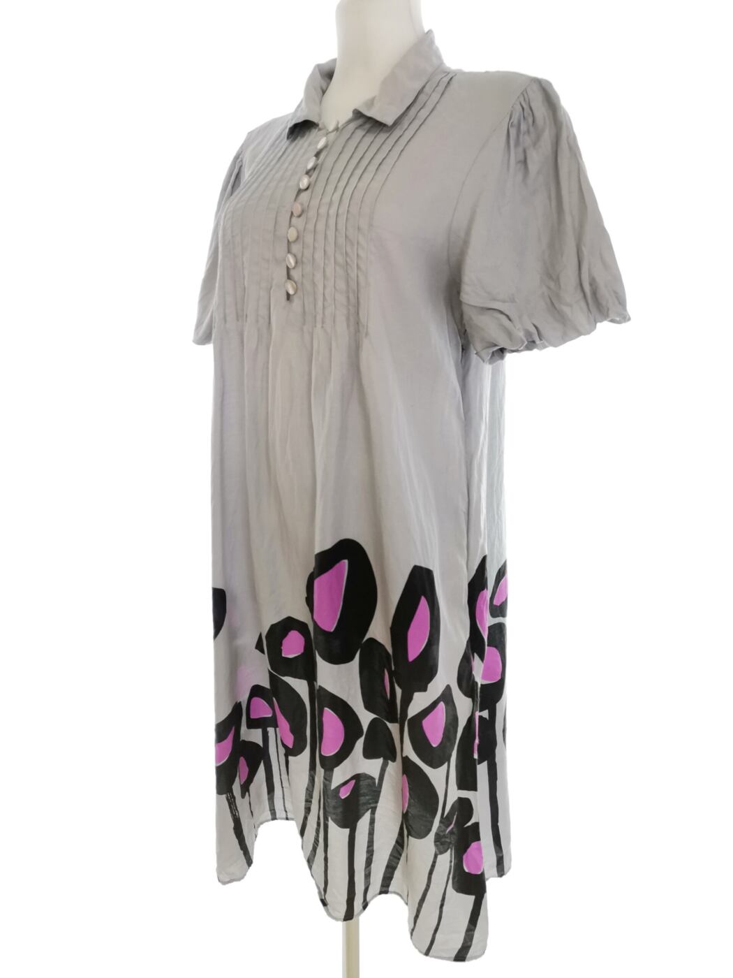 InWear Rozmiar 38 Kolor Szary Kołnierz Sukienka Koszulowa Krótki rękaw Do Kolan Materiał Jedwab InWear Rozmiar 38 Kolor Szary Kołnierz Sukienka Koszulowa Krótki rękaw Do Kolan Materiał Jedwab