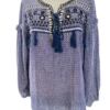 River island Rozmiar 12 (38) Kolor Fioletowy Keyhole Crew Neck Bluzka Długi rękaw