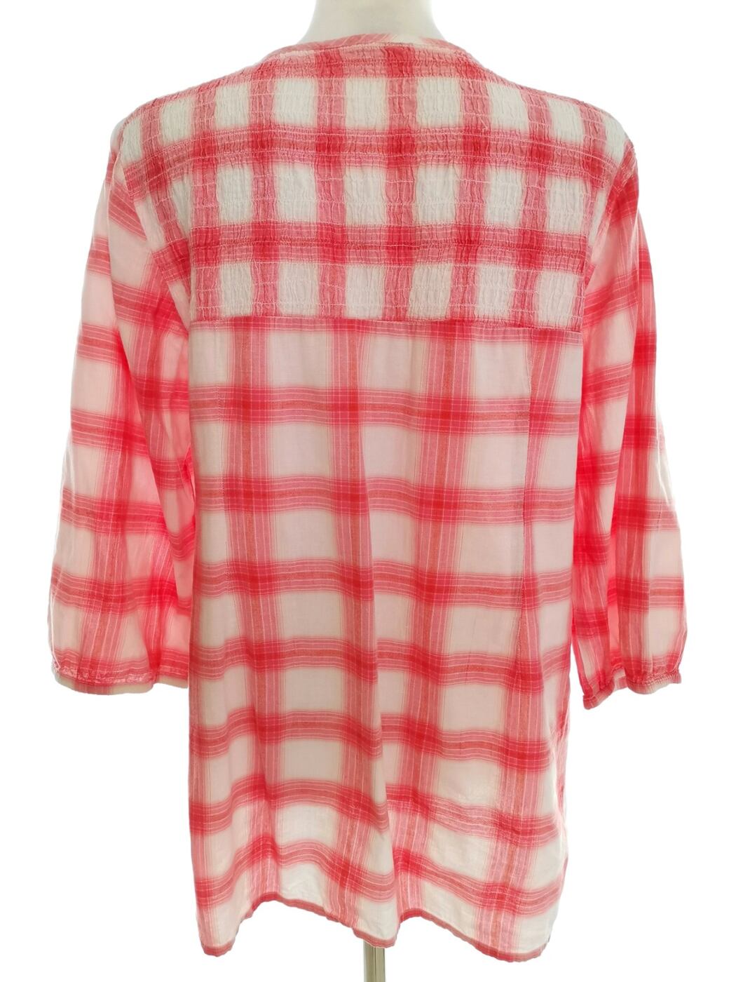 Vintage Rozmiar 42/44 Kolor Różowy Krata Okrągły dekolt Tunika Bluzka Rękaw 3/4 Vintage Rozmiar 42/44 Kolor Różowy Krata Okrągły dekolt Tunika Bluzka Rękaw 3/4