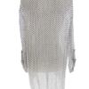 Italy Rozmiar 46/48 Kolor Biały Geometryczny Split Crew Neck Tunika Popover Bluzka Rękaw 3/4 Materiał Wiskoza