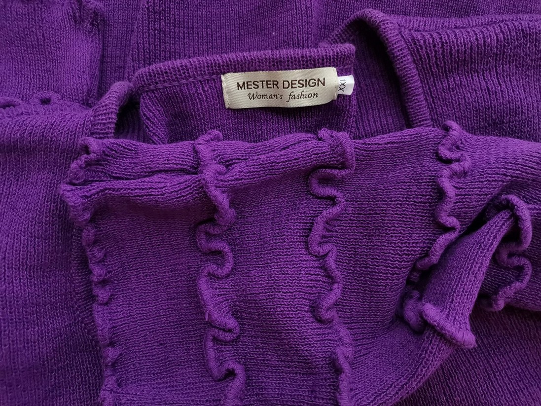MESTER DESIGN Rozmiar XXL Kolor Fioletowy Okrągły dekolt Sukienka Sweterkowa Długi rękaw Do Kolan Materiał Len MESTER DESIGN Rozmiar XXL Kolor Fioletowy Okrągły dekolt Sukienka Sweterkowa Długi rękaw Do Kolan Materiał Len