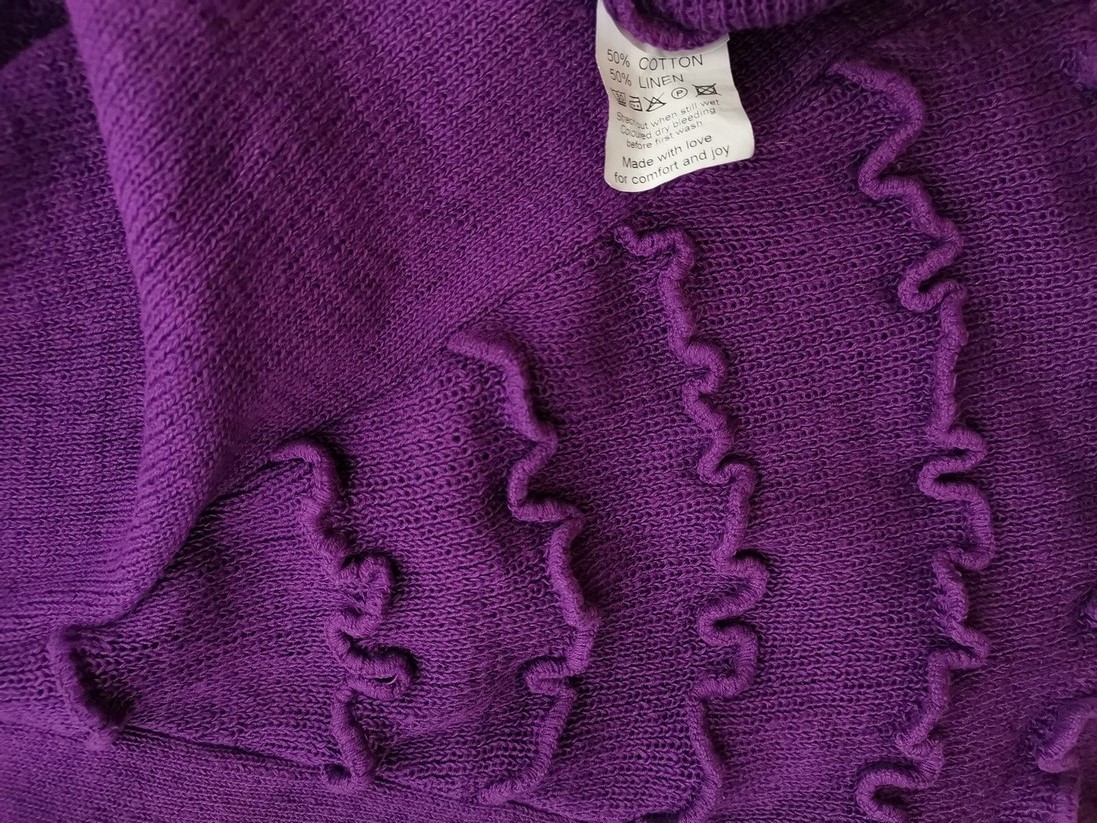 MESTER DESIGN Rozmiar XXL Kolor Fioletowy Okrągły dekolt Sukienka Sweterkowa Długi rękaw Do Kolan Materiał Len MESTER DESIGN Rozmiar XXL Kolor Fioletowy Okrągły dekolt Sukienka Sweterkowa Długi rękaw Do Kolan Materiał Len