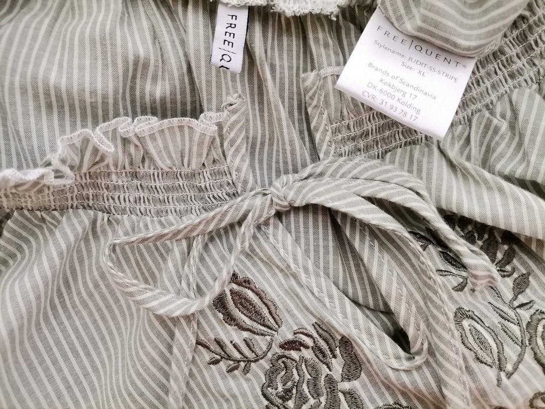 Free quent Rozmiar XL Kolor Zielony Pasy Okrągły dekolt Tunika Bluzka Krótki rękaw Materiał Bawełna 100% Free quent Rozmiar XL Kolor Zielony Pasy Okrągły dekolt Tunika Bluzka Krótki rękaw Materiał Bawełna 100%