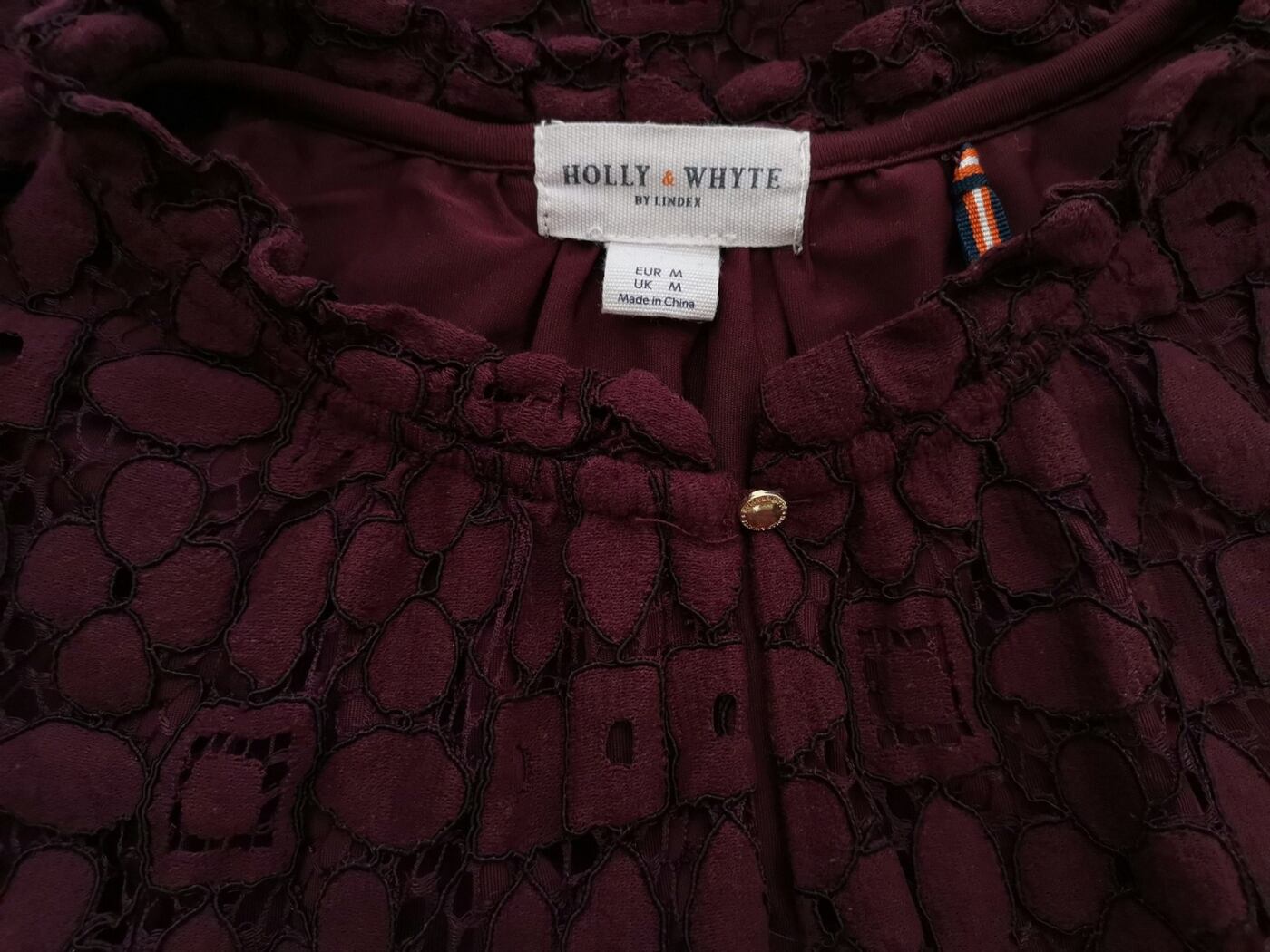 Rozmiar M Kolor Fioletowy Keyhole Crew Neck Bluzka Krótki rękaw Materiał Bawełna