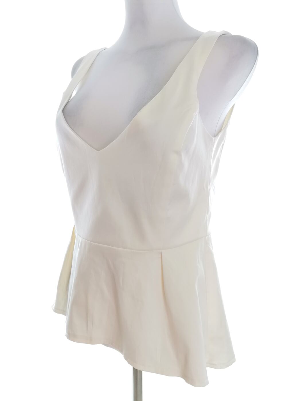 IMG_20220826_141422.jpg ASOS Rozmiar 12 (40) Kolor Perłowy W serek Bluzka Peplum Bezrękawnik Materiał Bawełna