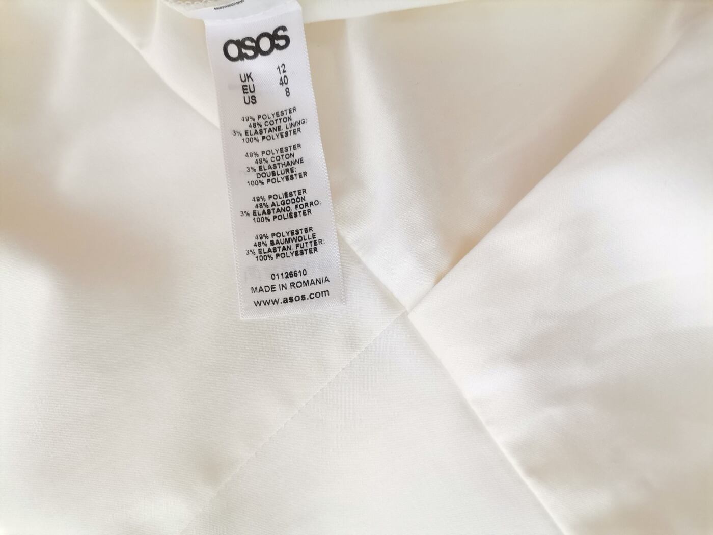IMG_20220826_141459.jpg ASOS Rozmiar 12 (40) Kolor Perłowy W serek Bluzka Peplum Bezrękawnik Materiał Bawełna