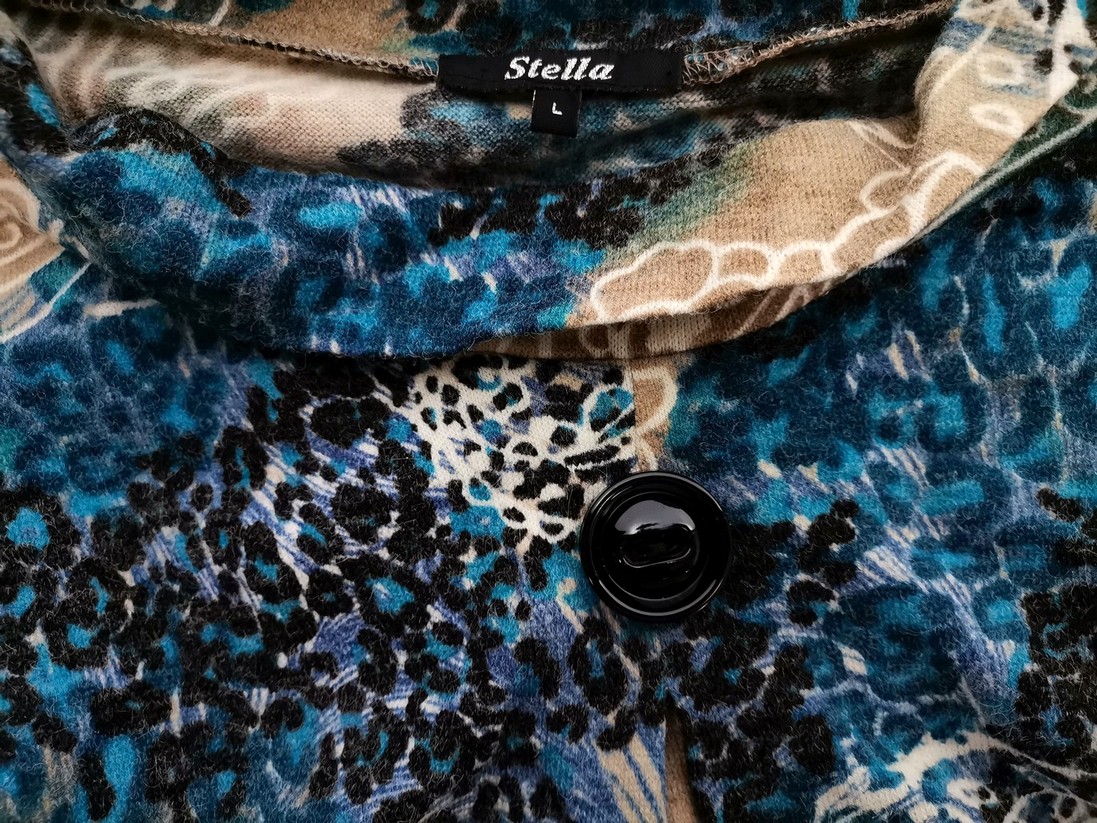 STELLA Rozmiar L Kolor Niebieski Golf Sukienka Prostokątna Rękaw 3/4 Do Kolan Materiał Akryl STELLA Rozmiar L Kolor Niebieski Golf Sukienka Prostokątna Rękaw 3/4 Do Kolan Materiał Akryl