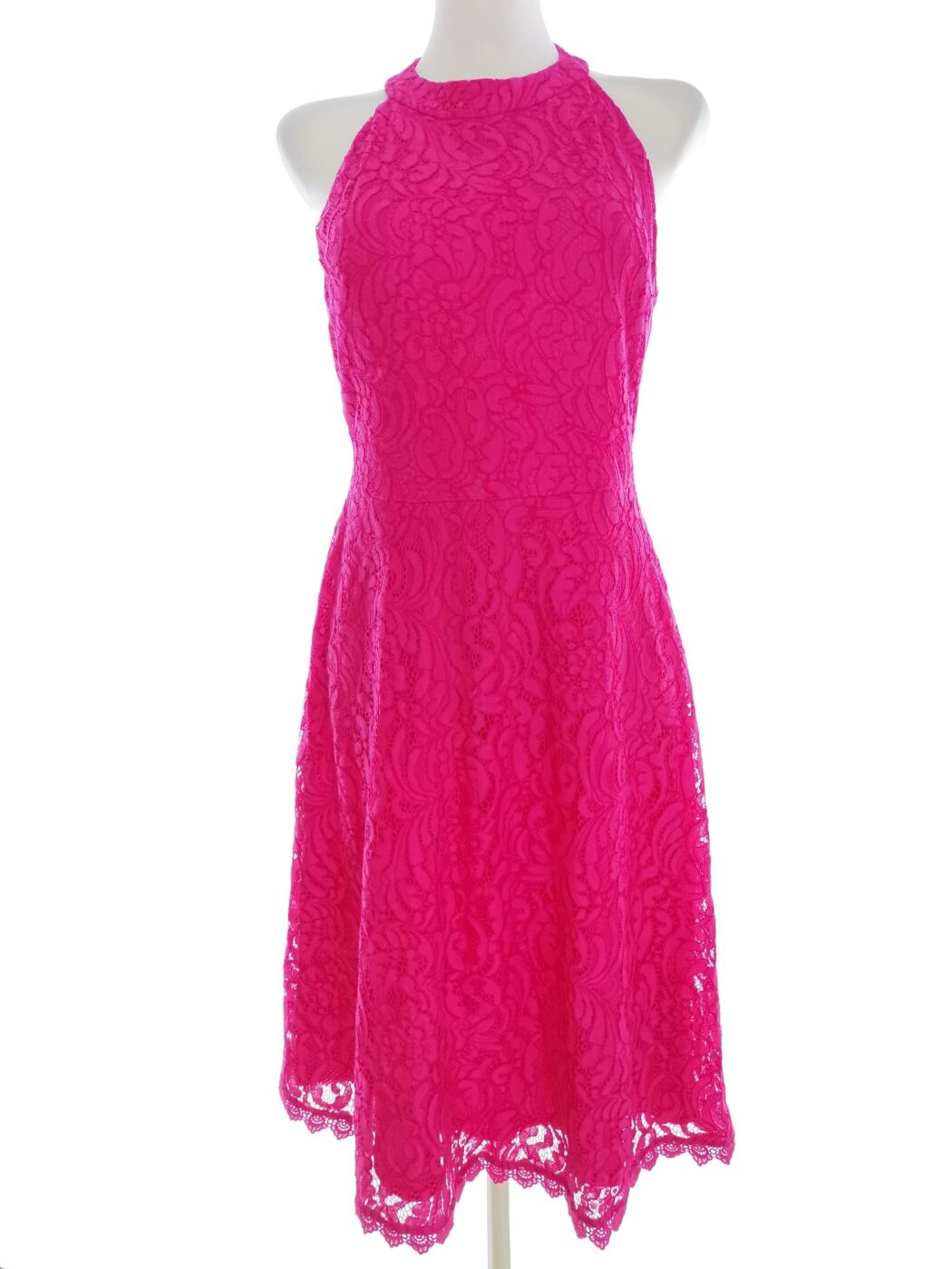 Oasis Rozmiar 6 (32) Kolor Różowy Halter Sukienka Rozkloszowana Bezrękawnik Midi Materiał Wiskoza