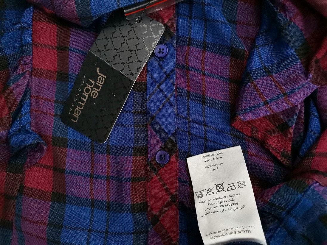 IMG_20220830_131813.jpg Jane norman Rozmiar 10 (36) Kolor Niebieski Krata Split Crew Neck Bluzka Zapinana Długi rękaw Materiał Wiskoza 100%