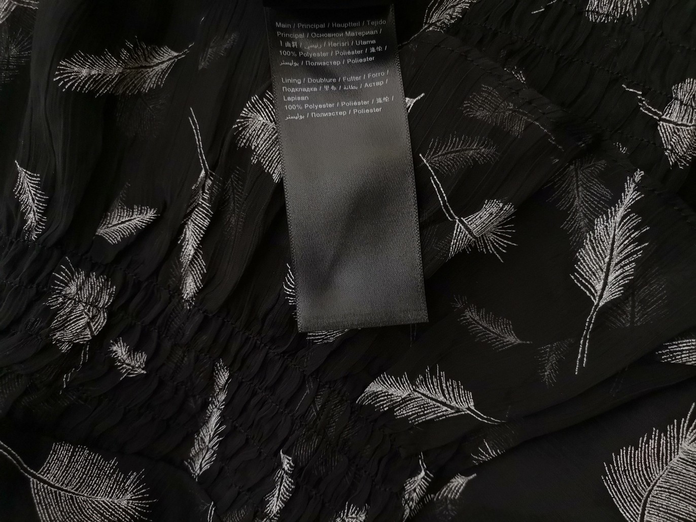 LOST INK Rozmiar XS Kolor Czarny Roślinny Liście Kołnierz Bluzka Długi rękaw