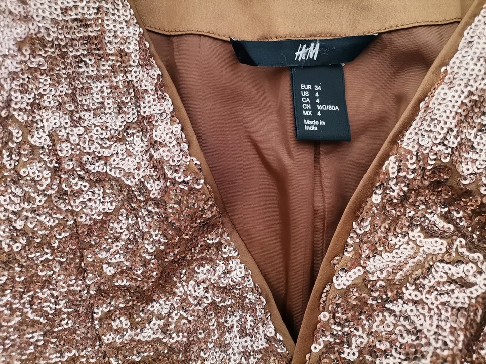 IMG_20220831_112531.jpg H&m Rozmiar 34 Kolor Brązowy W serek Żakiet Haczyk Długi rękaw
