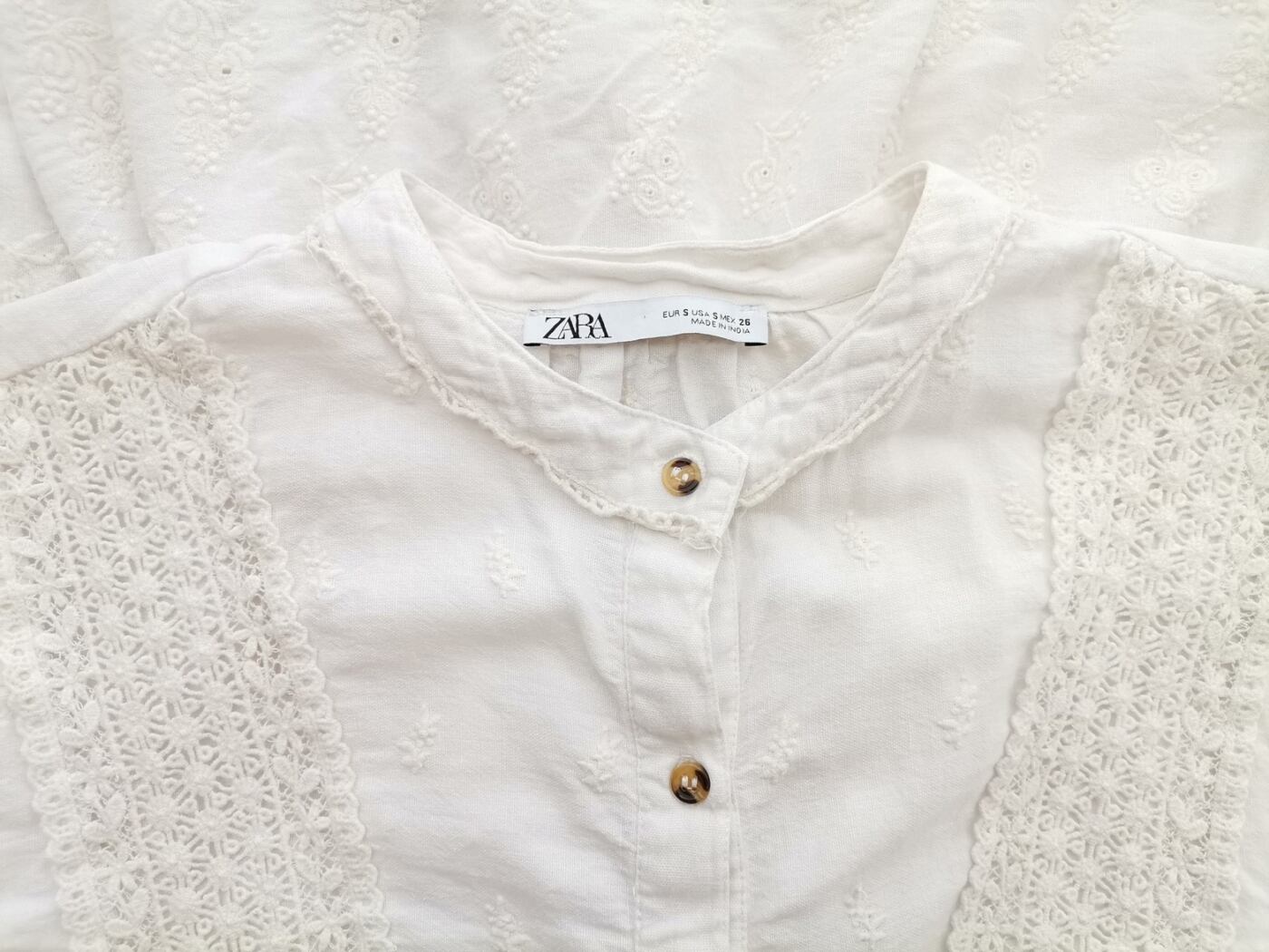 Zara Rozmiar S Kolor Biały Crew Neck Tunika Bluzka Rękaw 3/4 Materiał Bawełna 100% Zara Rozmiar S Kolor Biały Crew Neck Tunika Bluzka Rękaw 3/4 Materiał Bawełna 100%