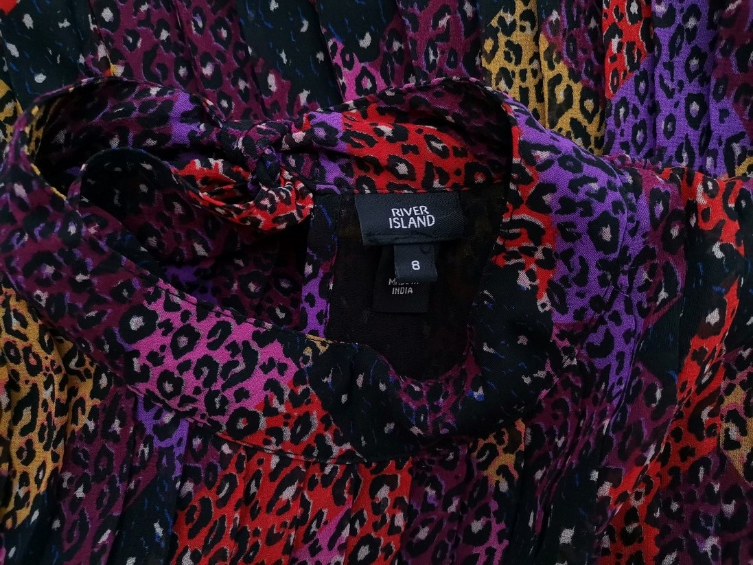 River island Rozmiar 8 (34) Kolor Fioletowy Panterka Pół golf Bluzka Długi rękaw