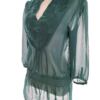 awear Rozmiar 10 (38) Kolor Szmaragdowy Split Crew Neck Tunika Bluzka Rękaw 3/4