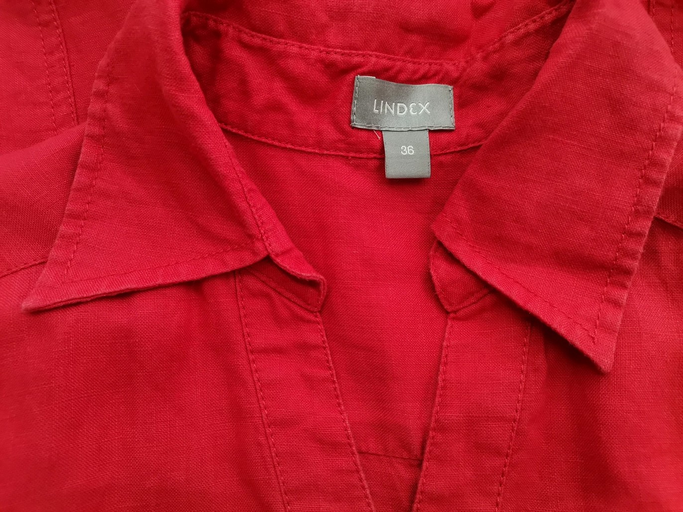 Lindex Rozmiar 36 Kolor Czerwony Kołnierz Sukienka Koszulowa Rękaw 3/4 Midi Materiał Len 100% Lindex Rozmiar 36 Kolor Czerwony Kołnierz Sukienka Koszulowa Rękaw 3/4 Midi Materiał Len 100%