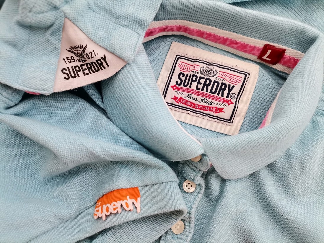 Superdry Rozmiar L Kolor Niebieski Kołnierz Koszulka Polo Krótki rękaw Materiał Bawełna 100%
