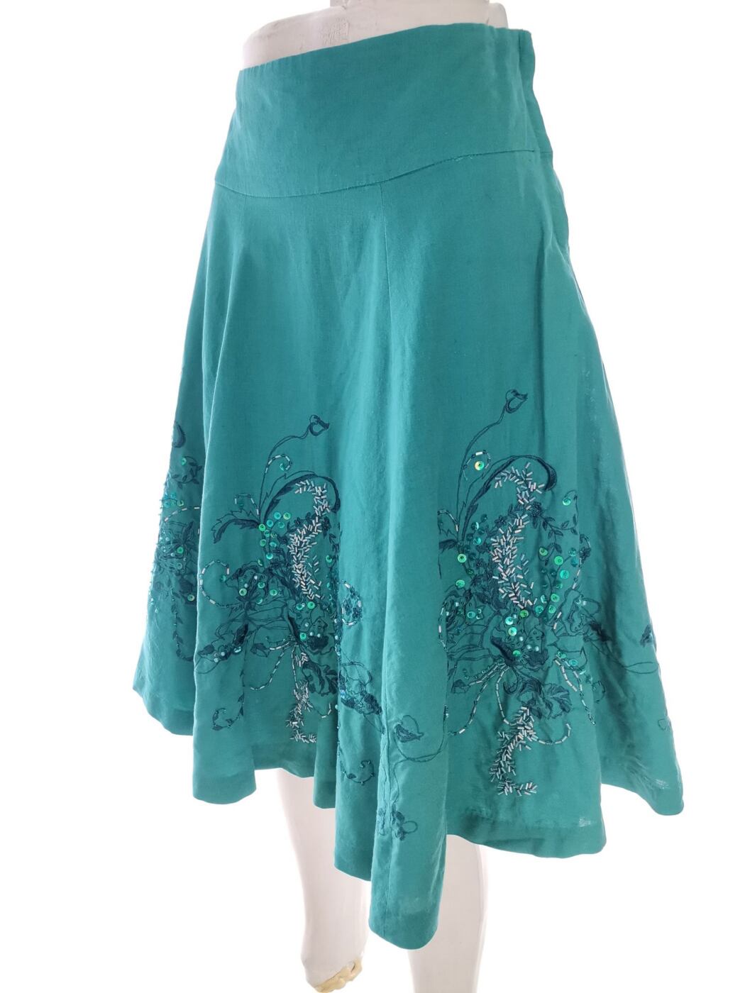 Vintage Rozmiar 38/40 Kolor Niebieski Spódnica Rozkloszowana Midi