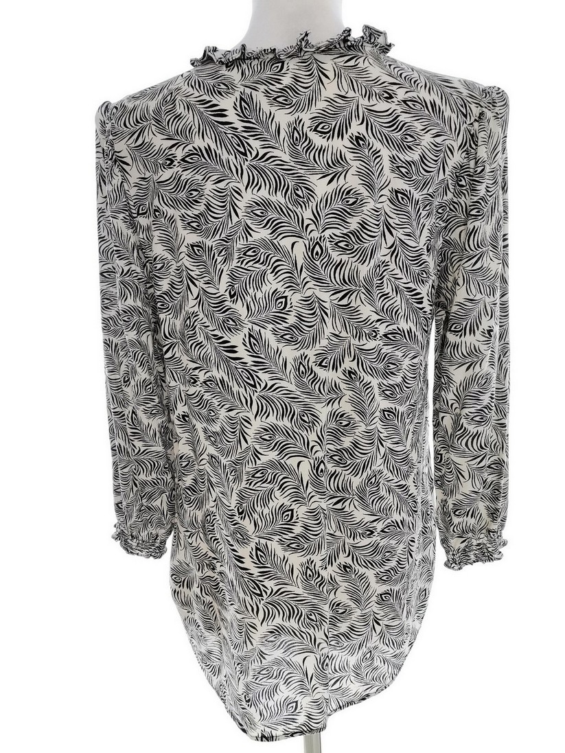 IMG_20220902_130413.jpg H&m Rozmiar 42 Kolor Kremowy Roślinny Liście W serek Bluzka Rękaw 3/4 Materiał Wiskoza 100%